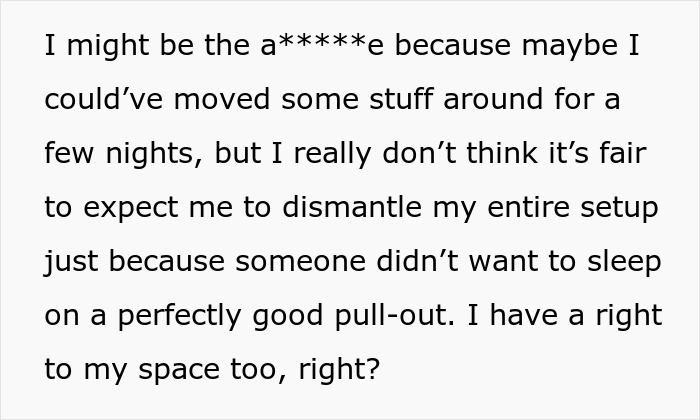 Man explains prioritizing his miniature wargaming studio setup over accommodating daughter and her fiancé's stay. Man explains prioritizing his miniature wargaming studio setup over accommodating daughter and her fiancé's stay.