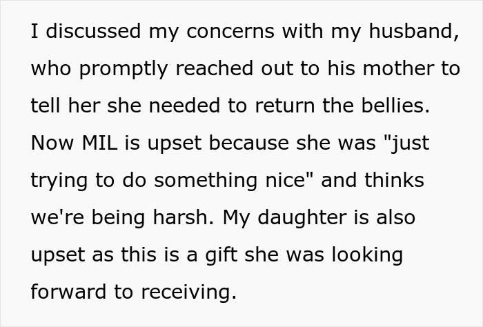 Mom furious over MIL’s weird gift to pregnancy-obsessed 6-year-old, causing family tension and upset daughter. Mom furious over MIL’s weird gift to pregnancy-obsessed 6-year-old, causing family tension and upset daughter.