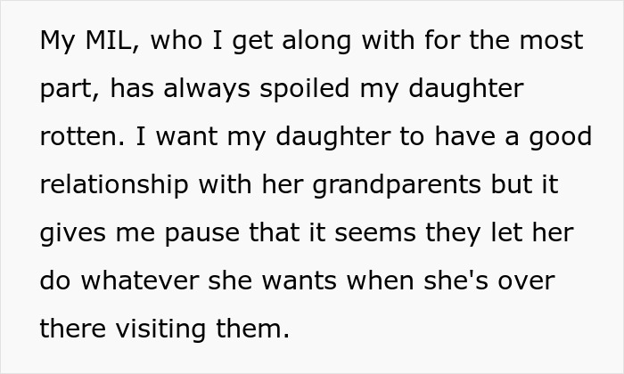 Text excerpt discussing a mom concerned about her MIL spoiling their pregnancy-obsessed 6-year-old child. Text excerpt discussing a mom concerned about her MIL spoiling their pregnancy-obsessed 6-year-old child.