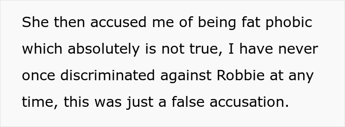Text discussing false fatphobic accusation related to excluding nephew from son's birthday after last event was ruined. Text discussing false fatphobic accusation related to excluding nephew from son's birthday after last event was ruined.