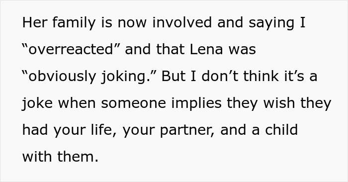 Text discussing a man kicking out his wife’s best friend after a joke about wanting his baby and claims of overreaction. Text discussing a man kicking out his wife’s best friend after a joke about wanting his baby and claims of overreaction.