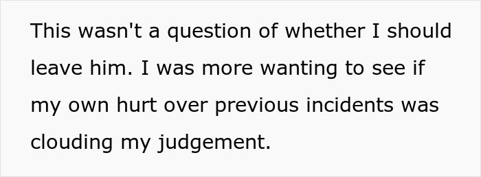 Text excerpt showing a person's reflection on emotional hurt and judgment amid relationship challenges. Text excerpt showing a person's reflection on emotional hurt and judgment amid relationship challenges.