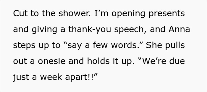 Woman hosting baby shower after fertility struggles, opening presents while best friend holds up a baby onesie. Woman hosting baby shower after fertility struggles, opening presents while best friend holds up a baby onesie.