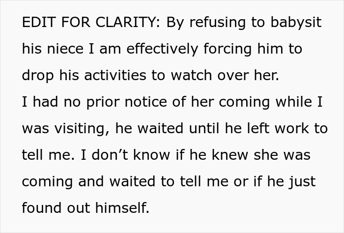 Refusing to babysit boyfriend’s niece during vacation, causing conflict over unexpected childcare responsibilities. Refusing to babysit boyfriend’s niece during vacation, causing conflict over unexpected childcare responsibilities.