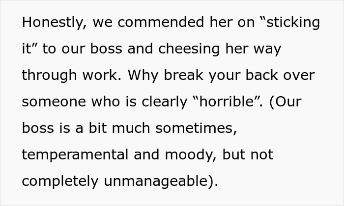 Text excerpt discussing a lazy employee’s reaction to a new boss and workplace attitude toward work. Text excerpt discussing a lazy employee’s reaction to a new boss and workplace attitude toward work.