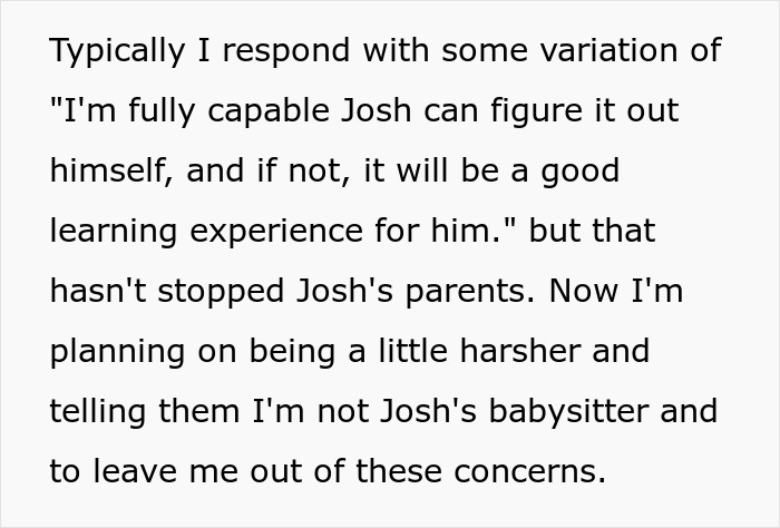 Text excerpt discussing helicopter parents treating 29-year-old son’s girlfriend like a nanny and daily planner. Text excerpt discussing helicopter parents treating 29-year-old son’s girlfriend like a nanny and daily planner.
