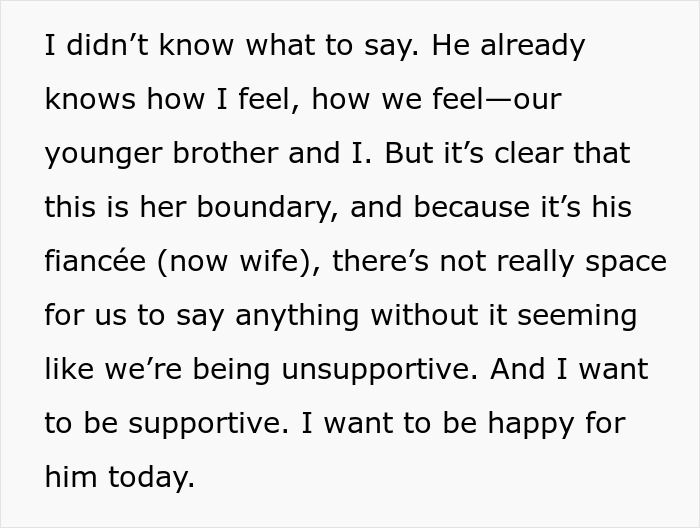 Text screenshot showing a statement about a fiancé respecting his wife's boundary and ending his gaming days to support her. Text screenshot showing a statement about a fiancé respecting his wife's boundary and ending his gaming days to support her.