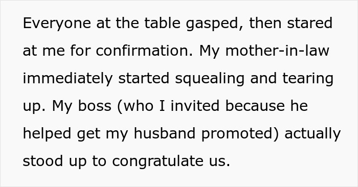 Text describing an awkward birthday dinner where the husband’s tasteless pregnancy stunt causes shock among family and guests. Text describing an awkward birthday dinner where the husband’s tasteless pregnancy stunt causes shock among family and guests.