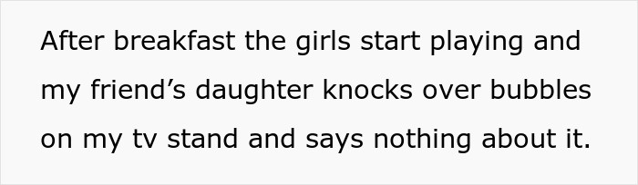 Text excerpt about a friend's daughter ruining furniture, related to WBTA charging friend conflict. Text excerpt about a friend's daughter ruining furniture, related to WBTA charging friend conflict.