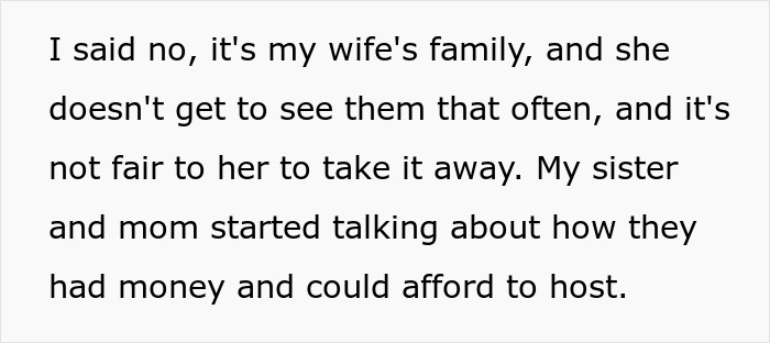 Text excerpt showing a brother refusing a beach vacation due to unfair family dynamics involving his sister mooching. Text excerpt showing a brother refusing a beach vacation due to unfair family dynamics involving his sister mooching.