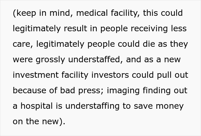 Medical facility faces disaster and understaffing issues after worker follows new policy, risking patient care and reputation. Medical facility faces disaster and understaffing issues after worker follows new policy, risking patient care and reputation.