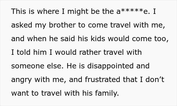 Man plans life-changing trip after cancer battle but backs out due to brother’s picky kids invited to travel. Man plans life-changing trip after cancer battle but backs out due to brother’s picky kids invited to travel.