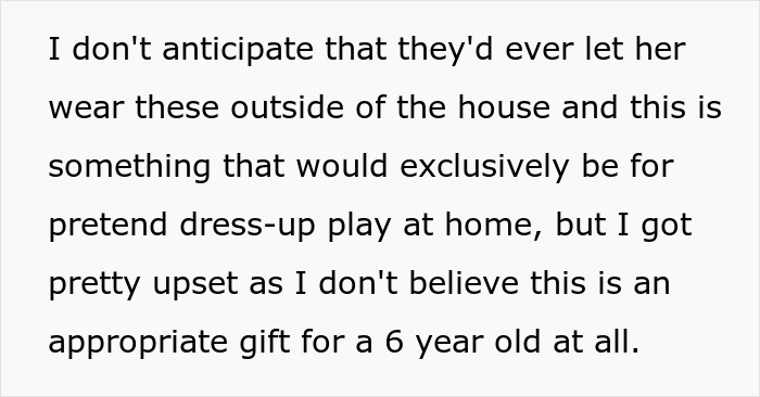 Text excerpt expressing frustration over an inappropriate gift for a pregnancy-obsessed 6-year-old child from MIL. Text excerpt expressing frustration over an inappropriate gift for a pregnancy-obsessed 6-year-old child from MIL.