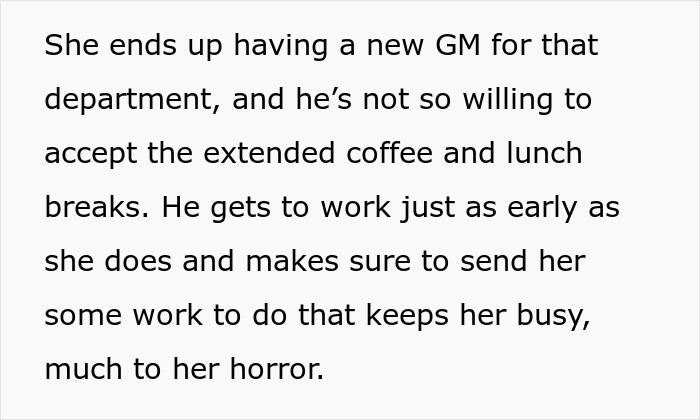 Lazy employee realizes new boss expects real work and ends extended coffee and lunch breaks at the office. Lazy employee realizes new boss expects real work and ends extended coffee and lunch breaks at the office.