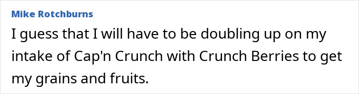 Screenshot of a user comment mentioning food intake, illustrating products requiring extra caution while cooking and eating expert advice.