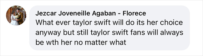 Facebook comment discussing Taylor Swift and her fans' loyalty in a conversation about a brutal interrogation by Barbara Walters. Facebook comment discussing Taylor Swift and her fans' loyalty in a conversation about a brutal interrogation by Barbara Walters.