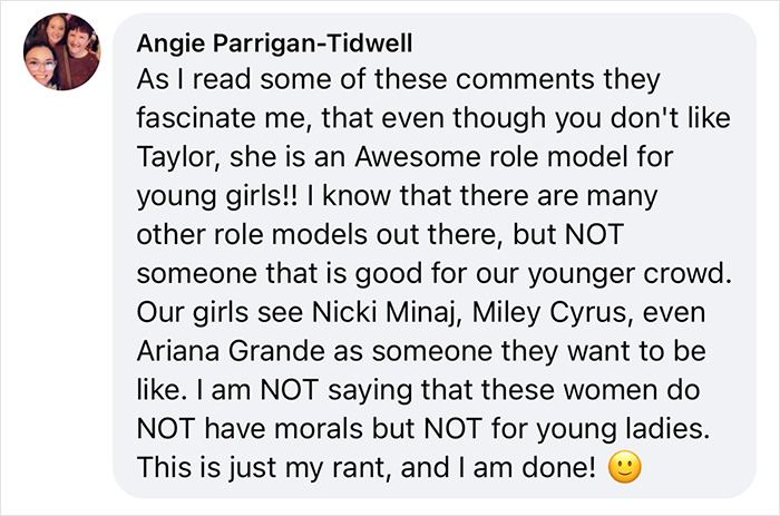 Comment discussing Taylor Swift as a role model for young girls in relation to Barbara Walters brutal interrogation resurfacing. Comment discussing Taylor Swift as a role model for young girls in relation to Barbara Walters brutal interrogation resurfacing.