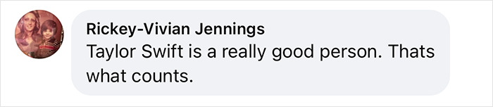 Comment on social media praising Taylor Swift as a really good person amidst resurfacing Barbara Walters interrogation. Comment on social media praising Taylor Swift as a really good person amidst resurfacing Barbara Walters interrogation.