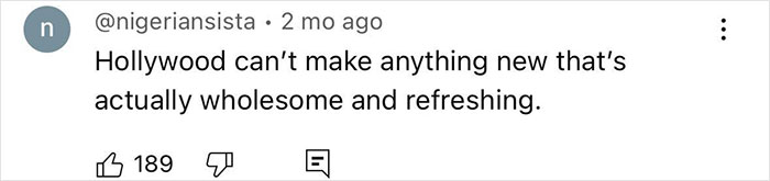 Screenshot of a social media comment criticizing Hollywood, related to Disney fans outraged over changes to Lilo & Stitch character's look. Screenshot of a social media comment criticizing Hollywood, related to Disney fans outraged over changes to Lilo & Stitch character's look.