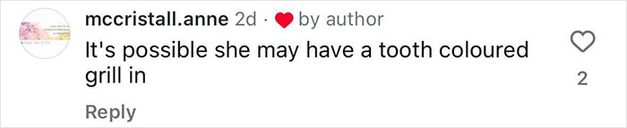 Screenshot of a social media comment discussing Madonna fans mourning the missing gap, a famous feature from her face. Screenshot of a social media comment discussing Madonna fans mourning the missing gap, a famous feature from her face.