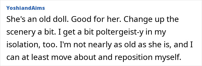 Text excerpt about the haunted Annabelle doll's eerie history and poltergeist experiences during isolation. Text excerpt about the haunted Annabelle doll's eerie history and poltergeist experiences during isolation.