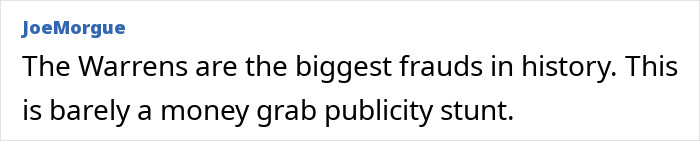Comment stating the Warrens are frauds and calling the Annabelle doll story a publicity stunt during its US tour disappearance. Comment stating the Warrens are frauds and calling the Annabelle doll story a publicity stunt during its US tour disappearance.