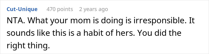 Comment text discussion about mom leaving little sisters at empty house and calling CPS viewed as responsible action. Comment text discussion about mom leaving little sisters at empty house and calling CPS viewed as responsible action.