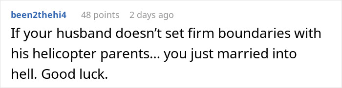 Comment about helicopter mom calling on honeymoon, highlighting lack of boundaries with helicopter parents. Comment about helicopter mom calling on honeymoon, highlighting lack of boundaries with helicopter parents.
