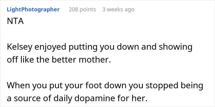 Comment discussing how food talk triggers a woman due to her son’s autism and a cousin’s reaction cutting her off.