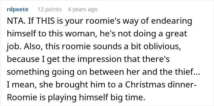 Screenshot of a Reddit comment criticizing a roommate for leaving woman with girlfriend’s kids to babysit, urging to do the parent thing. Screenshot of a Reddit comment criticizing a roommate for leaving woman with girlfriend’s kids to babysit, urging to do the parent thing.