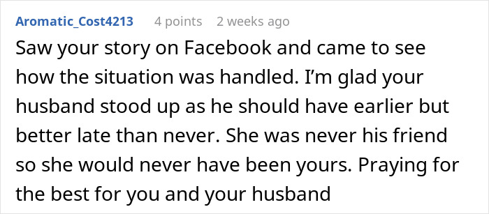 Comment expressing support for a husband’s childhood best friend favor and the resulting humiliation. Comment expressing support for a husband’s childhood best friend favor and the resulting humiliation.