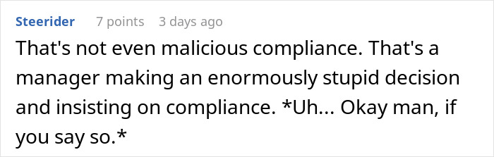 Comment about a manager’s decision not to fill empty shelves, leading to no products being sold. Comment about a manager’s decision not to fill empty shelves, leading to no products being sold.