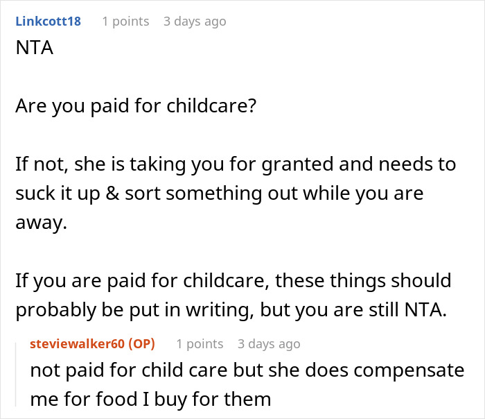 Reddit discussion about a woman whose mom booked a vacation and refuses to babysit her two kids. Reddit discussion about a woman whose mom booked a vacation and refuses to babysit her two kids.