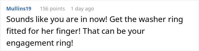 Comment text on social platform about a boyfriend jokingly proposing and the girlfriend seriously saying yes. Comment text on social platform about a boyfriend jokingly proposing and the girlfriend seriously saying yes.