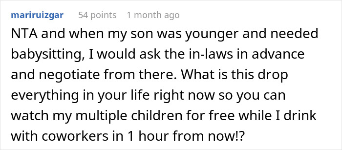 Comment discussing the challenges of babysitting and family guilt-tripping over refusing to babysit sister’s kids. Comment discussing the challenges of babysitting and family guilt-tripping over refusing to babysit sister’s kids.