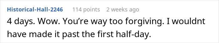 Comment discussing forgiveness after sister leaves 18-year-old with two kids for four days without support. Comment discussing forgiveness after sister leaves 18-year-old with two kids for four days without support.