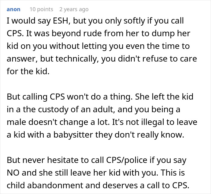 Commenter explaining child abandonment and CPS in a discussion about a woman leaving her child with a stranger roommate. Commenter explaining child abandonment and CPS in a discussion about a woman leaving her child with a stranger roommate.