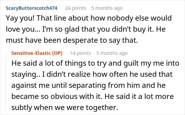 Screenshot of a Reddit conversation about a woman’s cross-country move and her husband shaming her publicly. Screenshot of a Reddit conversation about a woman’s cross-country move and her husband shaming her publicly.