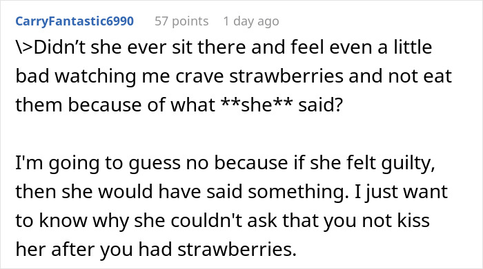 Partner upset with girlfriend over strawberry allergy and avoiding strawberries to prevent allergic reaction. Partner upset with girlfriend over strawberry allergy and avoiding strawberries to prevent allergic reaction.