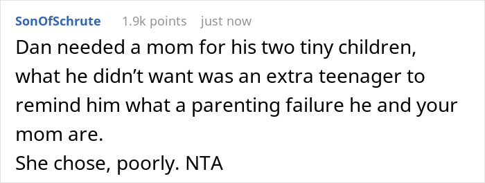 Alt text: Online comment discussing mom’s new boyfriend’s kids wrecking teen’s room and causing family conflict. Alt text: Online comment discussing mom’s new boyfriend’s kids wrecking teen’s room and causing family conflict.