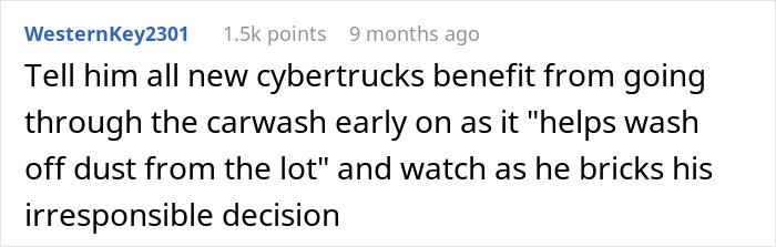 Comment discussing a boss making workers admire his new truck while their pay is late. Comment discussing a boss making workers admire his new truck while their pay is late.