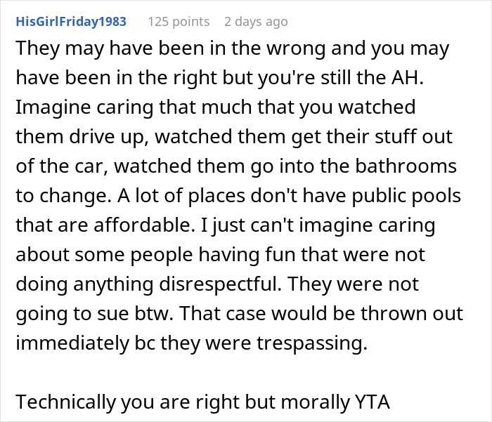 Comment on non-resident family using condo pool, describing the emotional reaction of kids leaving crying.