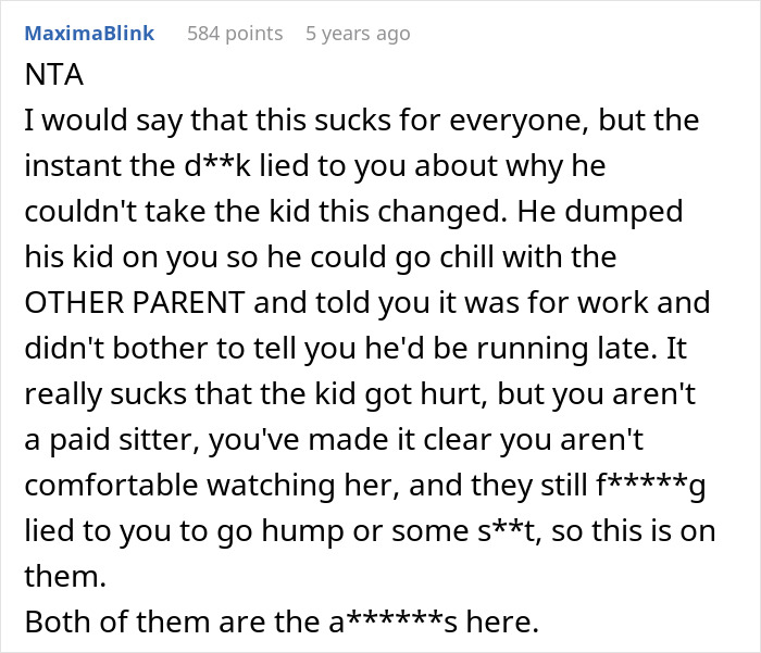 Reddit comment criticizing roommate and ex for abandoning kid and blaming guy, highlighting neglect and responsibility issues.