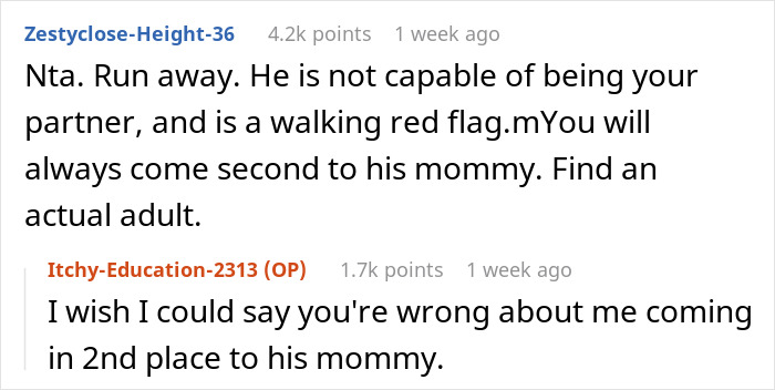 Woman refuses to wear fiancé’s mom’s used wedding dress, rejecting mom’s controlling wedding fantasy. Woman refuses to wear fiancé’s mom’s used wedding dress, rejecting mom’s controlling wedding fantasy.