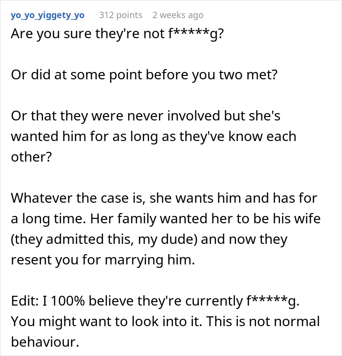 Comment discussing suspicion and drama involving husband’s childhood best friend and relationship trust issues. Comment discussing suspicion and drama involving husband’s childhood best friend and relationship trust issues.