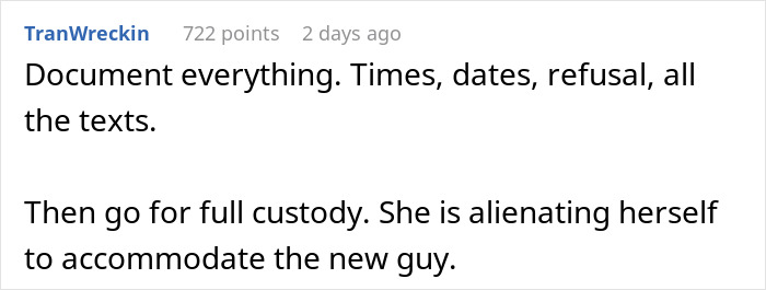Commenter advising to document everything and seek full custody due to dad refusing to change kids’ diet for custody. Commenter advising to document everything and seek full custody due to dad refusing to change kids’ diet for custody.