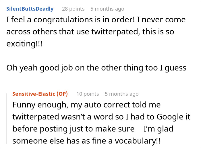 Reddit comments discussing unusual vocabulary in a casual conversation about a woman’s cross-country move. Reddit comments discussing unusual vocabulary in a casual conversation about a woman’s cross-country move.