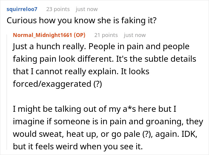 Reddit conversation discussing a severe case of attention seeking with ambulance arriving at an office setting.