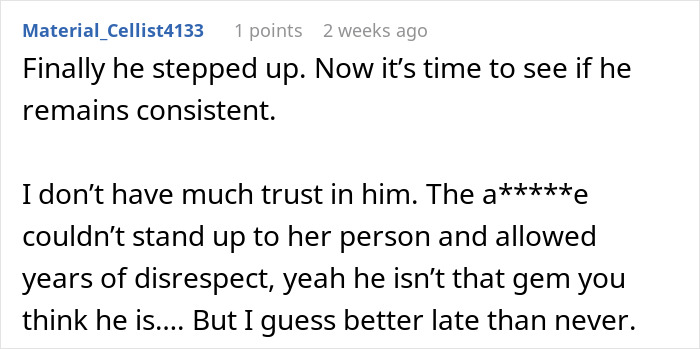 Screenshot of a comment discussing trust issues and disrespect, related to a husband’s childhood best friend favor and humiliation. Screenshot of a comment discussing trust issues and disrespect, related to a husband’s childhood best friend favor and humiliation.