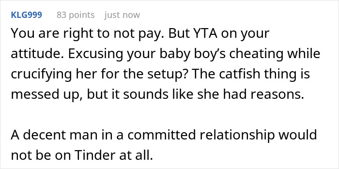 Comment discussing wedding drama after groom fails loyalty test and parent refuses to fund the couple due to relationship issues. Comment discussing wedding drama after groom fails loyalty test and parent refuses to fund the couple due to relationship issues.